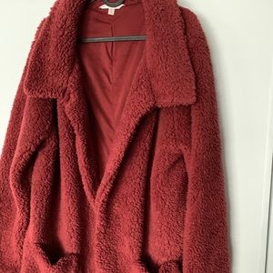 Nanette lapore play burgundy teddy coat